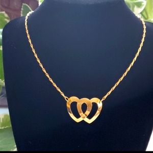 Double Heart Gold Necklace